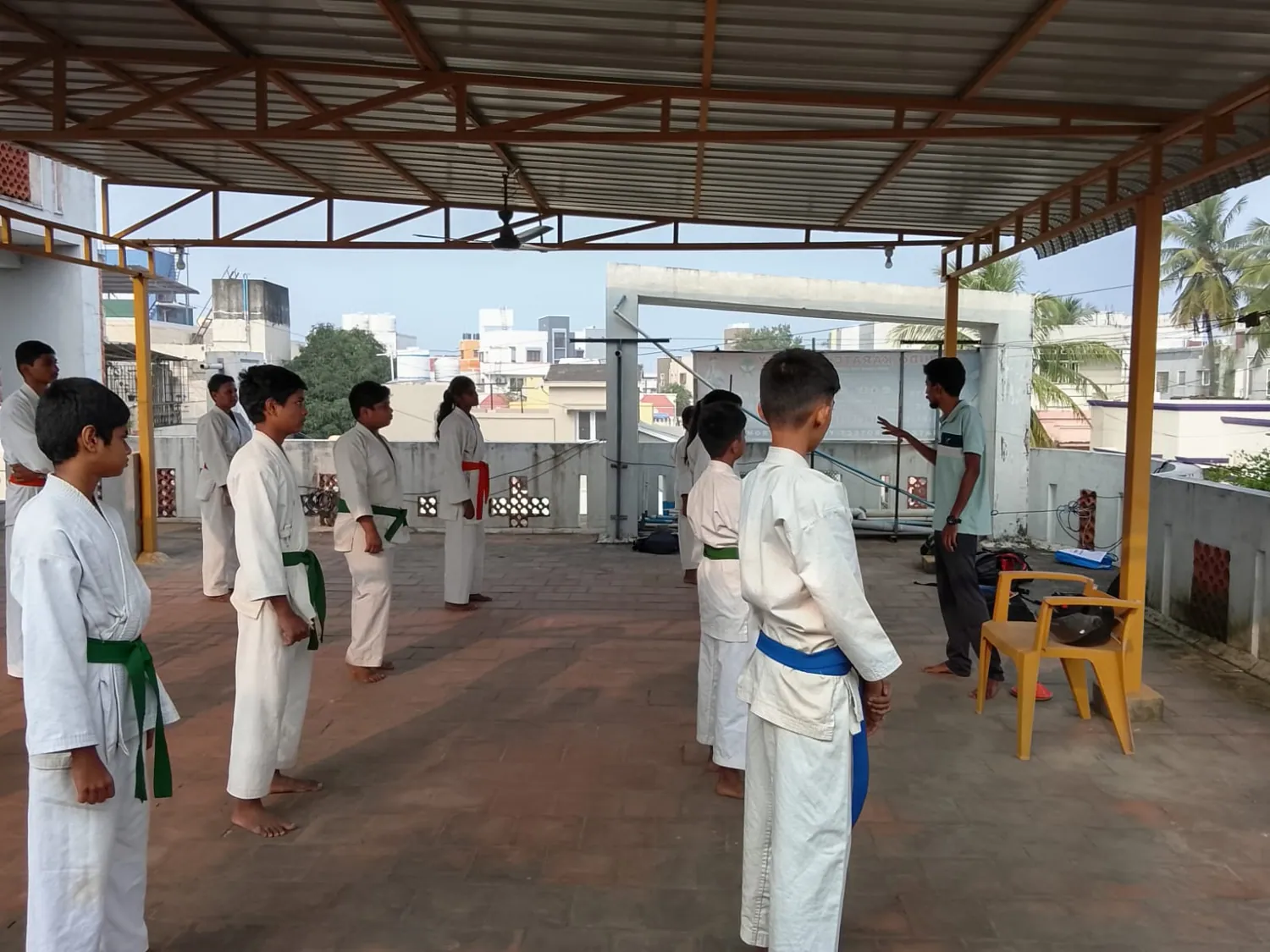 Karate practice at the academy